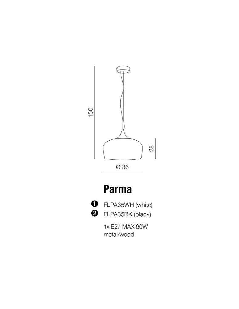 Scandinavian style pendant lamps - Azzardo PARMA BLACK 1xE27 Pendant Black AZ1331 - product kolory-swiatla.pl 6