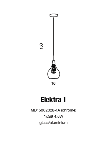 Azzardo ELEKTRA 1 1xG9 Pendant Transparent/Chrome AZ1687 - product 2