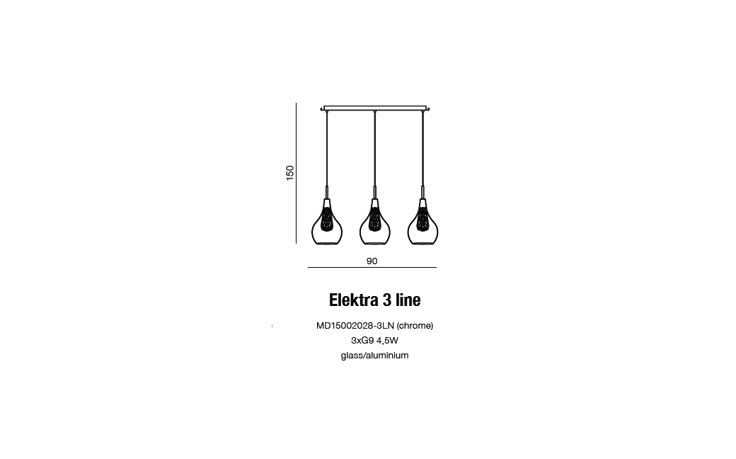Azzardo ELEKTRA 3 3xG9 Wisząca Przeźroczysty/chrom AZ1688