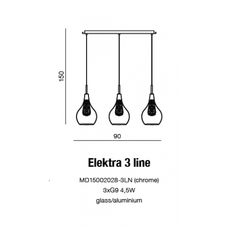 Azzardo ELEKTRA 3 LINE 3xG9 Pendant Transparent/Chrome AZ1689
