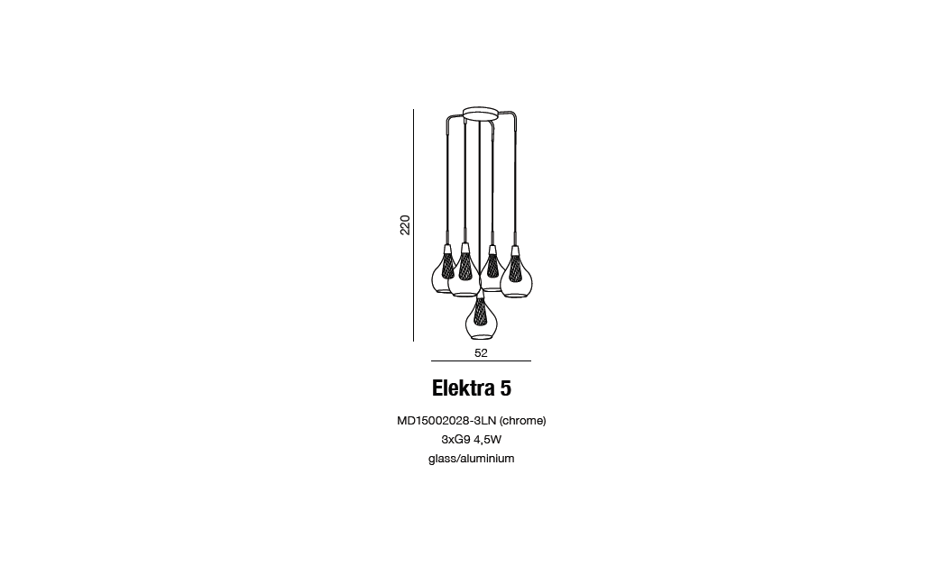 Azzardo ELEKTRA 3 LINE 3xG9 Wisząca Przeźroczysty/chrom AZ1689