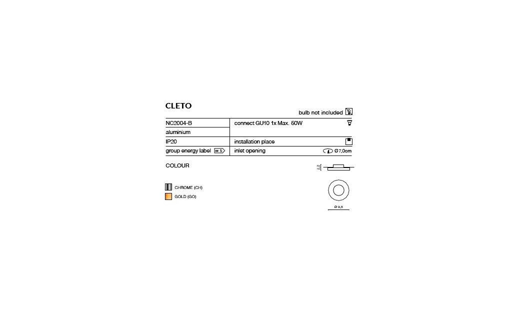 Azzardo CLETO CHROME 1xGU10 Recessed Chrome AZ1621