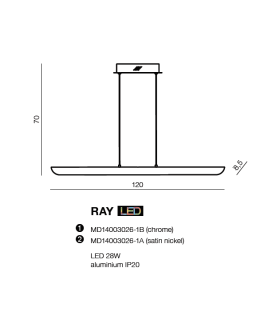 Azzardo RAY CHROME 1xLED Pendant Chrome AZ1695 - product 2
