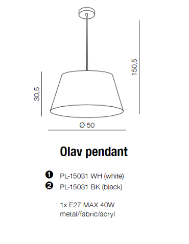 Azzardo OLAV PENDANT BLACK 1xE27 Pendant Black AZ1392 - product 2