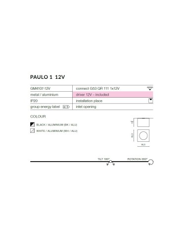 Azzardo PAULO 1 12V WHITE/WHITE 1xAR111 Surface-mounted White AZ1790 - product 2