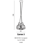 Pendant lamps - Azzardo CARRON 3 COPPER 3xE27 Copper Pendant AZ1660 - product 3