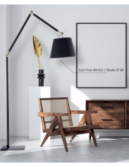 Azzardo ZYTA FLOOR LAMPBODY BK/GO 1xE27 Floor Arm Moving Without Lampshade Black Gold AZ4193 - product 2