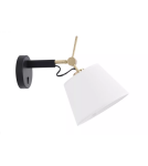 Cantilever wall lamps - Azzardo ZYTA WALL XS BK/GO WHITE 1xE27 Wall Mounted with On/Off Switch Movable with White Lampshade Black and Gold Arm AZ4187 - product 1