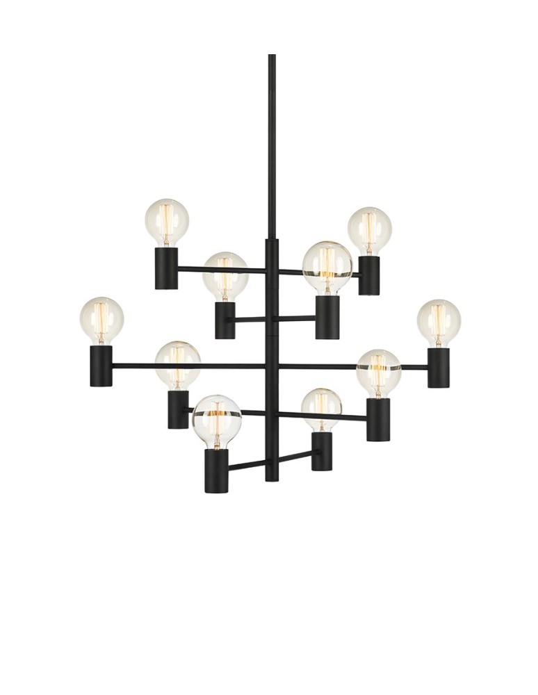 Scandinavian style chandeliers - Markslojd PARIS 10xE27 Chandelier Black 107187 - product kolory-swiatla.pl 1