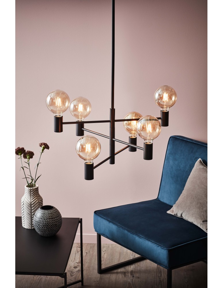 Scandinavian style chandeliers - Markslojd CAPITAL 6L Black 107281 Black Pendant. - product kolory-swiatla.pl 2