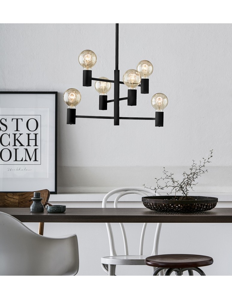 Scandinavian style chandeliers - Markslojd CAPITAL 6L Black 107281 Black Pendant. - product kolory-swiatla.pl 4