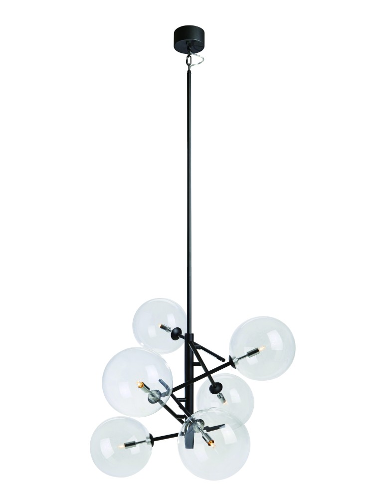 Pendant lamps spheres - Markslojd ANDREW Pendant 6L Black/Transparent 107748 - product kolory-swiatla.pl 1