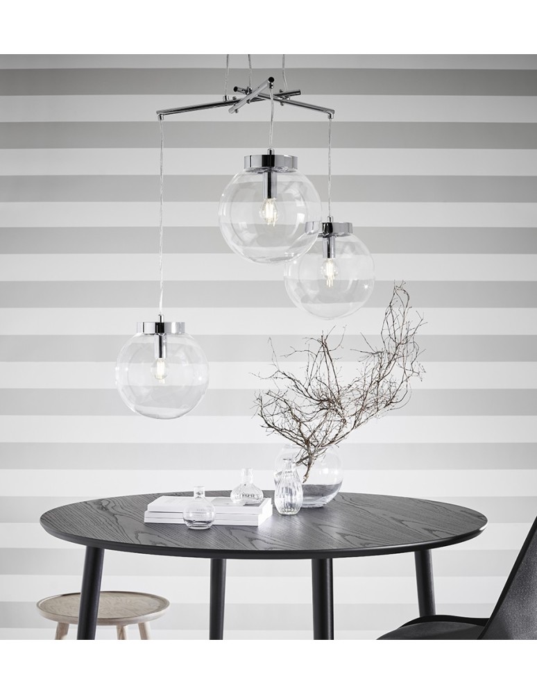 Pendant lamps - Markslojd SICILY Pendant 3L Chrome/Transparent 107015 - product kolory-swiatla.pl 2