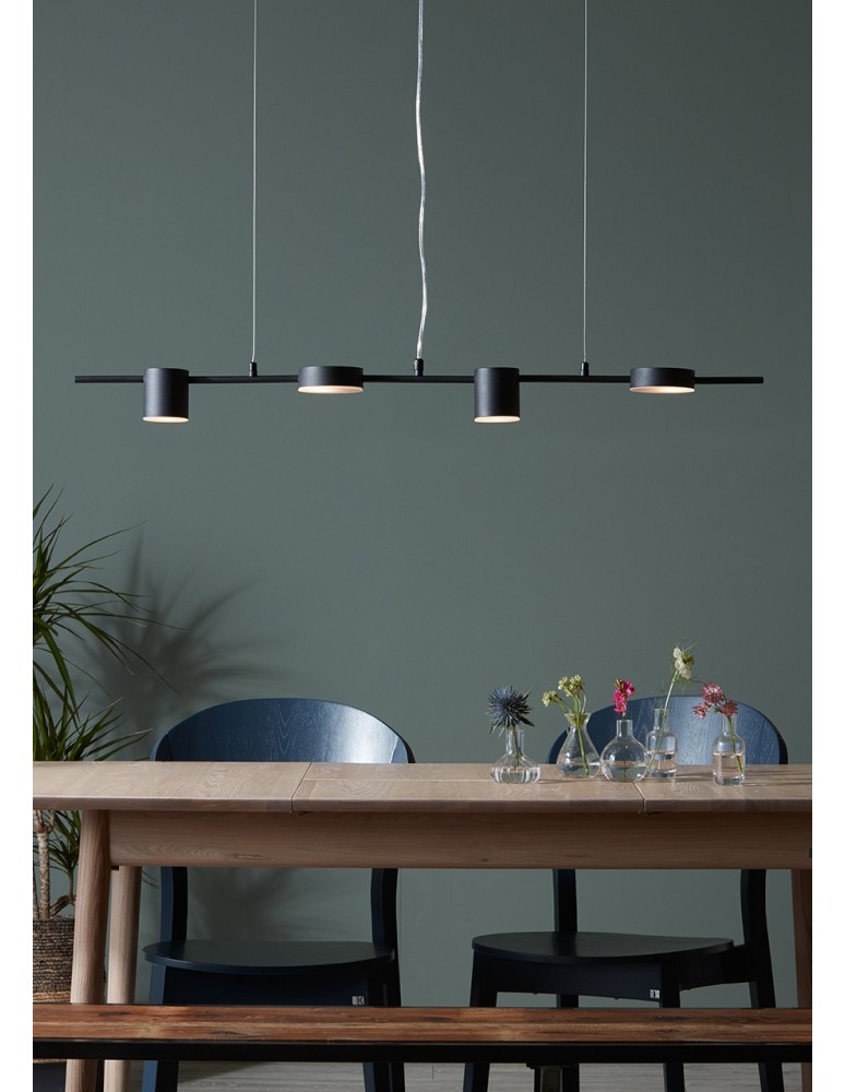 Pendant lamps on a strip - Markslojd ROW Pendant 4L Black 107746 - product kolory-swiatla.pl 2