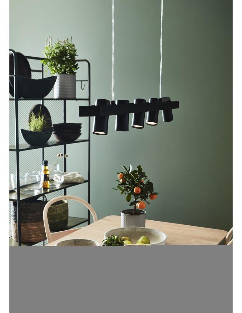 Pendant lamps on a strip - Markslojd TORINO Pendant 5L Black 107784 - product kolory-swiatla.pl 2