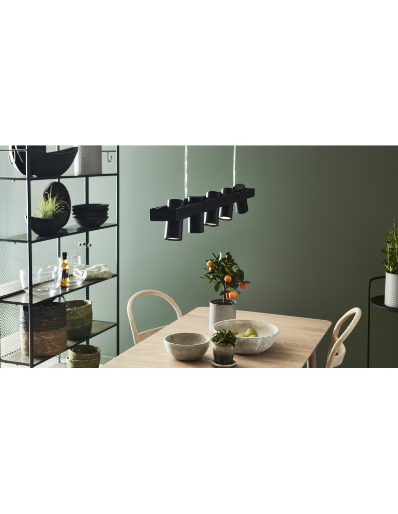 Pendant lamps on a strip - Markslojd TORINO Pendant 5L Black 107784 - product kolory-swiatla.pl 3