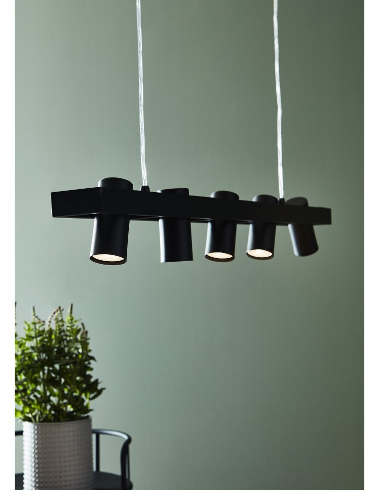 Pendant lamps on a strip - Markslojd TORINO Pendant 5L Black 107784 - product kolory-swiatla.pl 4