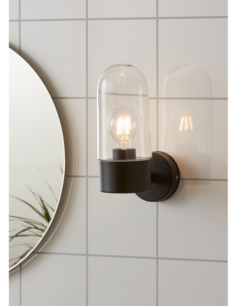 Bathroom wall lamps - Markslojd ZEN Wall lamp 1L Black/Transparent IP44 107800 - product kolory-swiatla.pl 2