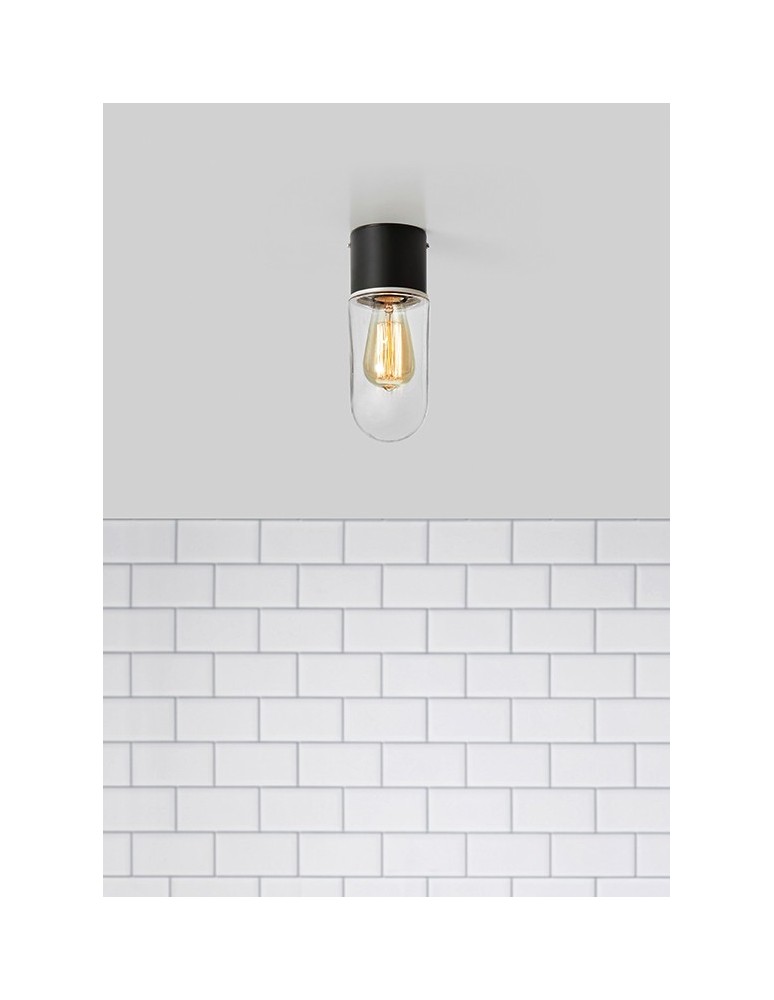 Bathroom ceiling lamps - Markslojd ZEN Ceiling 1L Black/Transparent IP44 107796 - product kolory-swiatla.pl 2