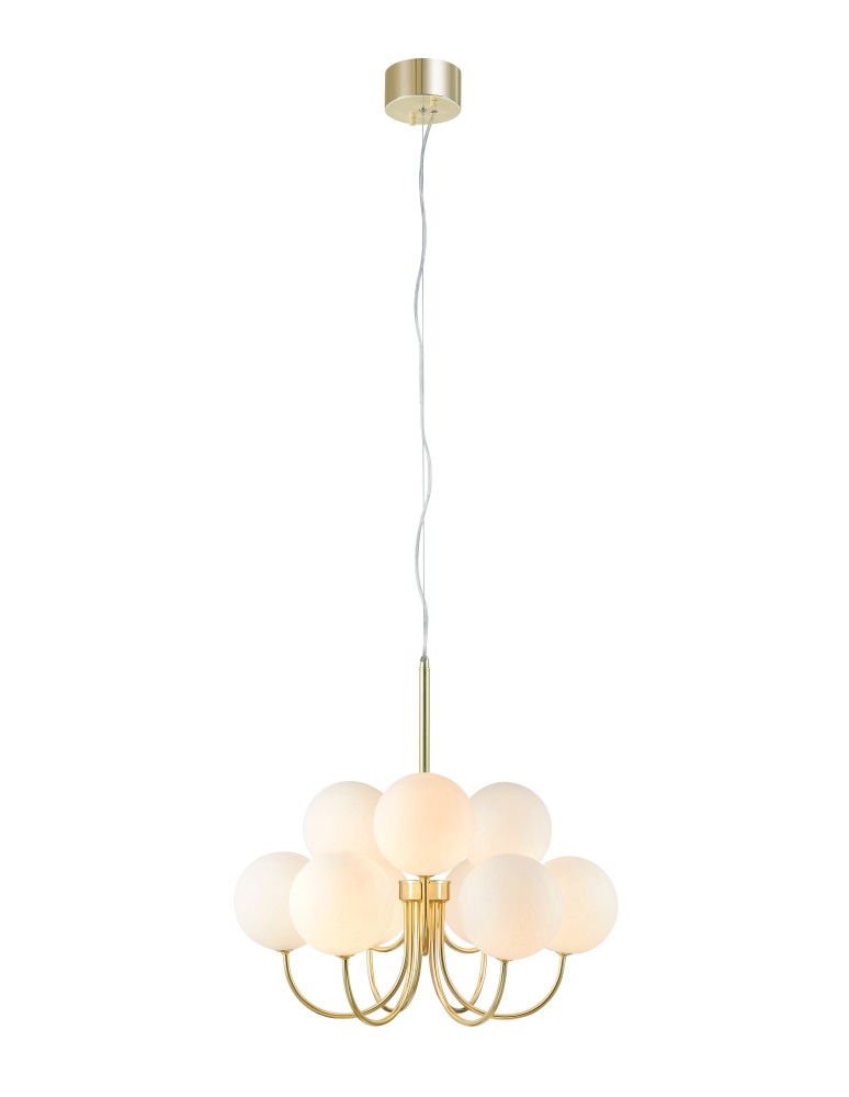 Pendant lamps spheres - Markslojd BIANCO Pendant 9L Gold/White 107994 - product kolory-swiatla.pl 1