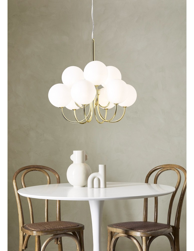 Pendant lamps spheres - Markslojd BIANCO Pendant 9L Gold/White 107994 - product kolory-swiatla.pl 2