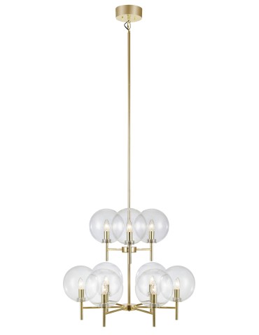 Markslojd CROWN Pendant 9L Brushed Gold/Transparent 107920