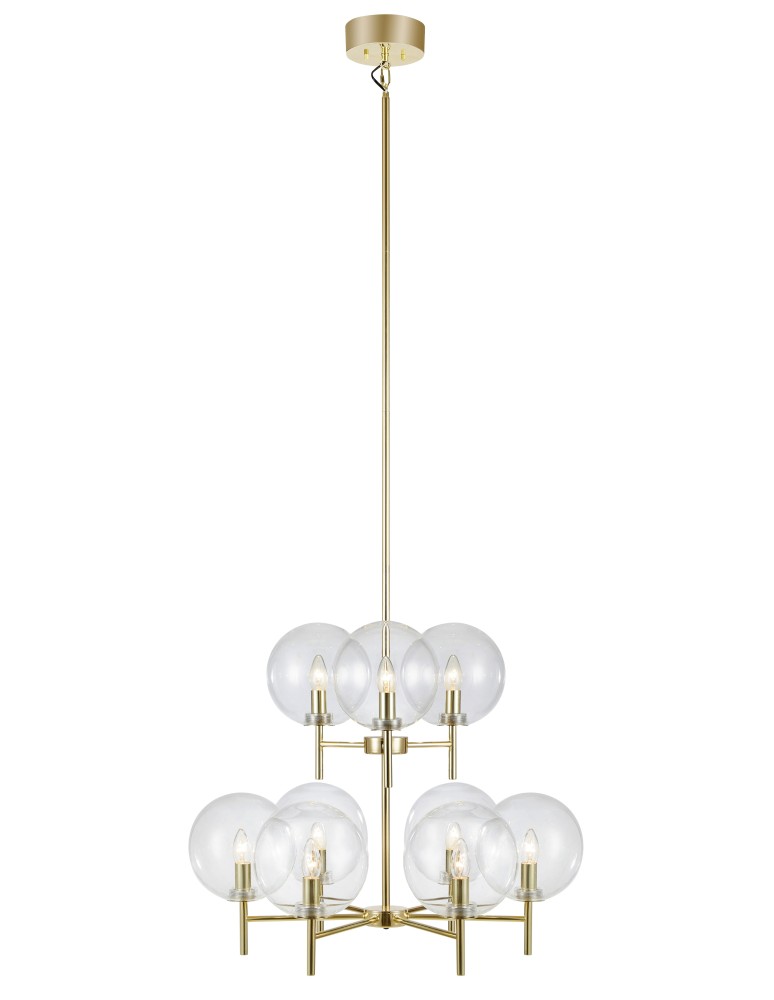 Pendant lamps spheres - Markslojd CROWN Pendant 9L Brushed Gold/Transparent 107920 - product kolory-swiatla.pl 1