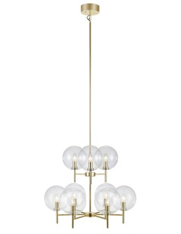 Markslojd CROWN Pendant 9L Brushed Gold/Transparent 107920