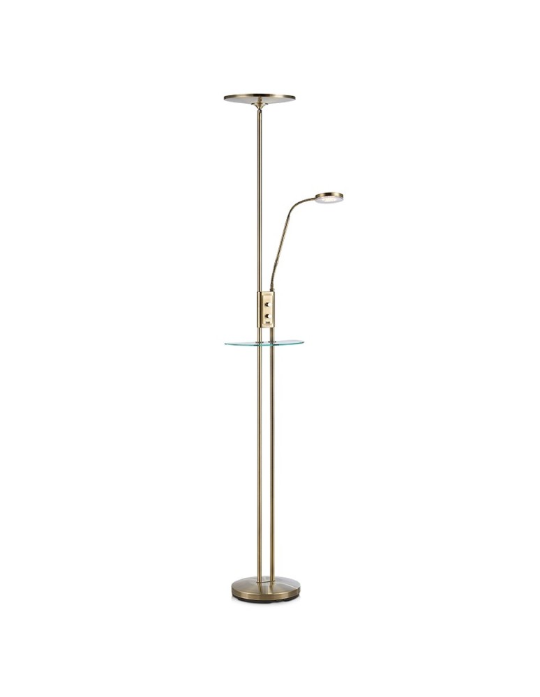 LED floor lamps - Markslojd FRIEND Floor 2L LED Antique Brass USB 107009 - product kolory-swiatla.pl 1