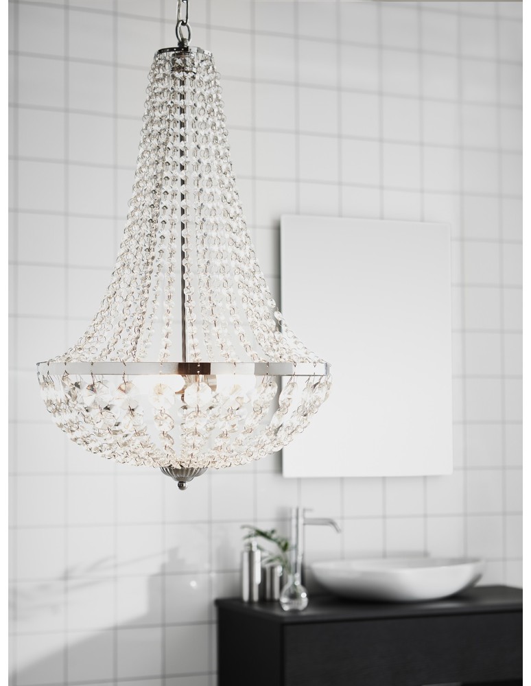 Glamour chandeliers - Markslojd GRÄNSÖ Chandelier 3L Chrome/MC IP44 107551 - product kolory-swiatla.pl 3