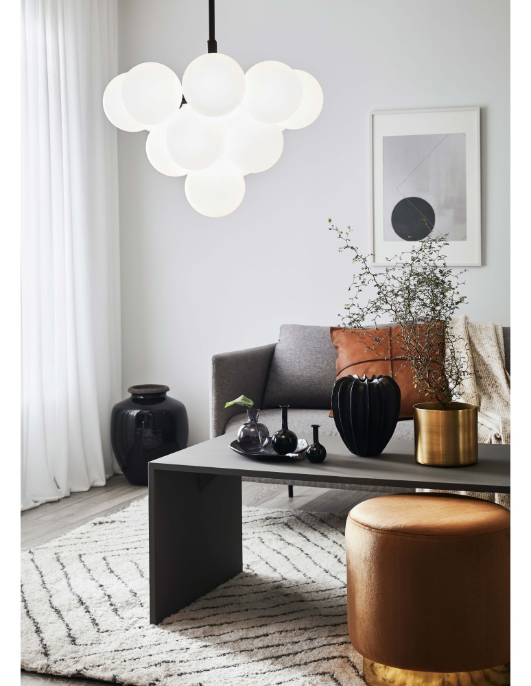 Pendant lamps spheres - Markslojd MERLOT Pendant 13L Black/White 107911 - product kolory-swiatla.pl 2