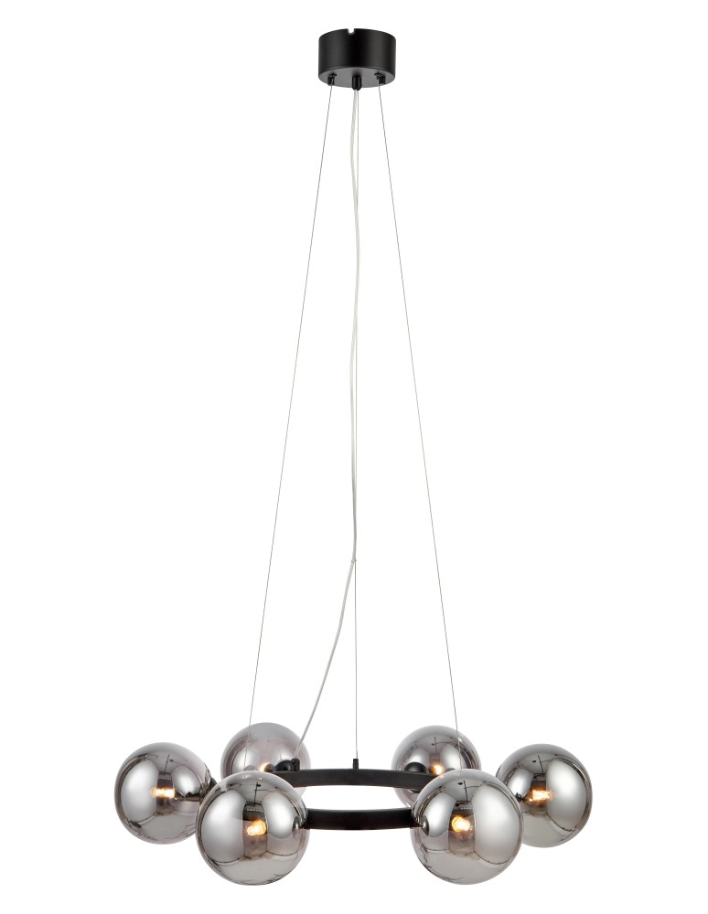 Pendant lamps spheres - Markslojd CIRCLE Pendant 6L Black/Smoky 108051 - product kolory-swiatla.pl 1