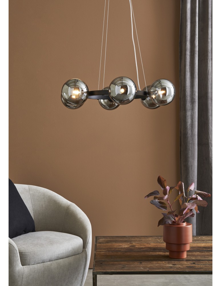 Pendant lamps spheres - Markslojd CIRCLE Pendant 6L Black/Smoky 108051 - product kolory-swiatla.pl 2