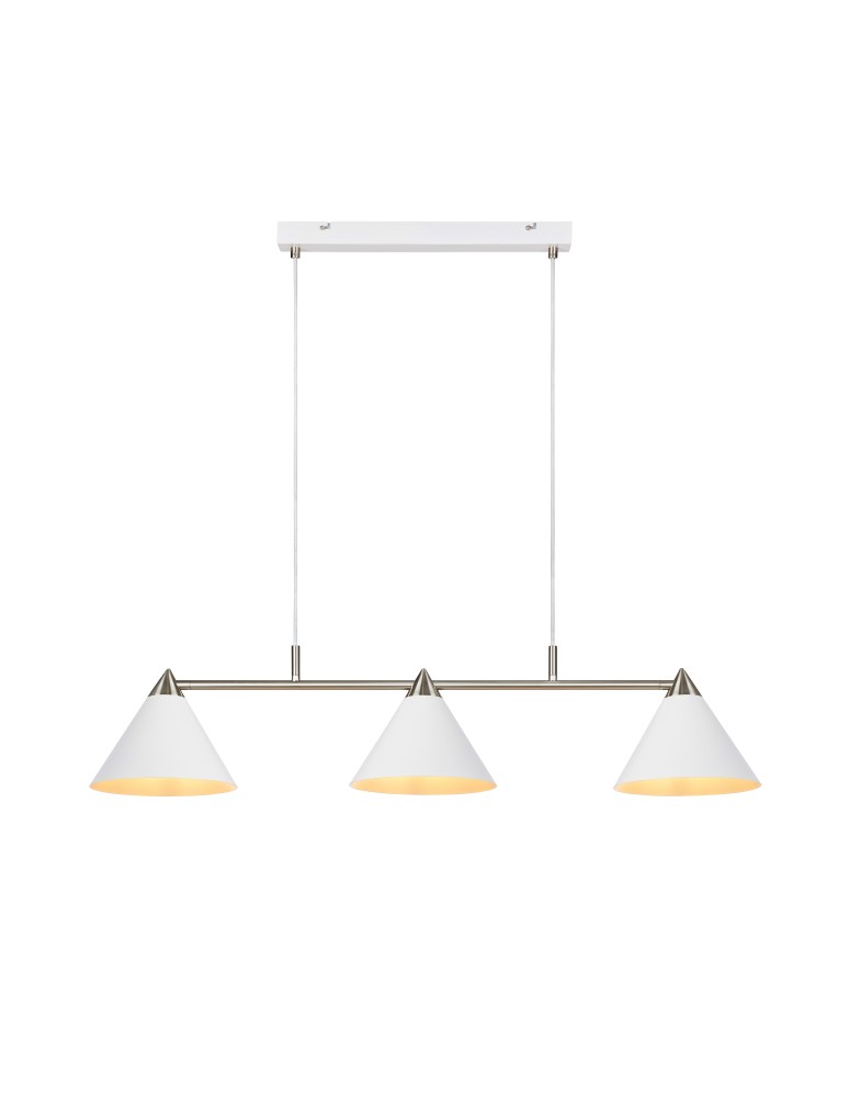 Triple pendant lamps - Markslojd KLINT Pendant 3L White/Steel 108075 - product kolory-swiatla.pl 1