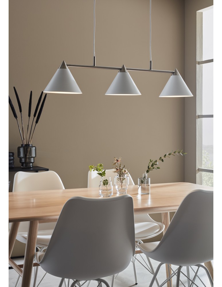 Triple pendant lamps - Markslojd KLINT Pendant 3L White/Steel 108075 - product kolory-swiatla.pl 2