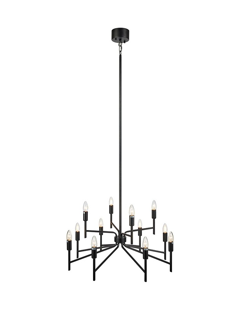 Modern chandeliers - Markslojd REGENT Pendant 12L Black 108107 - product kolory-swiatla.pl 1