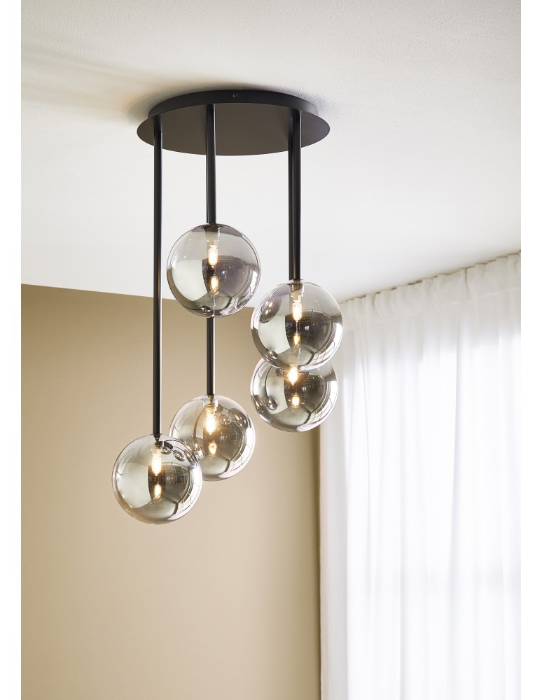 Scandinavian style ceiling lamps - Markslojd UNIVERSE Ceiling 5L Black/Smoked 108111 - product kolory-swiatla.pl 2