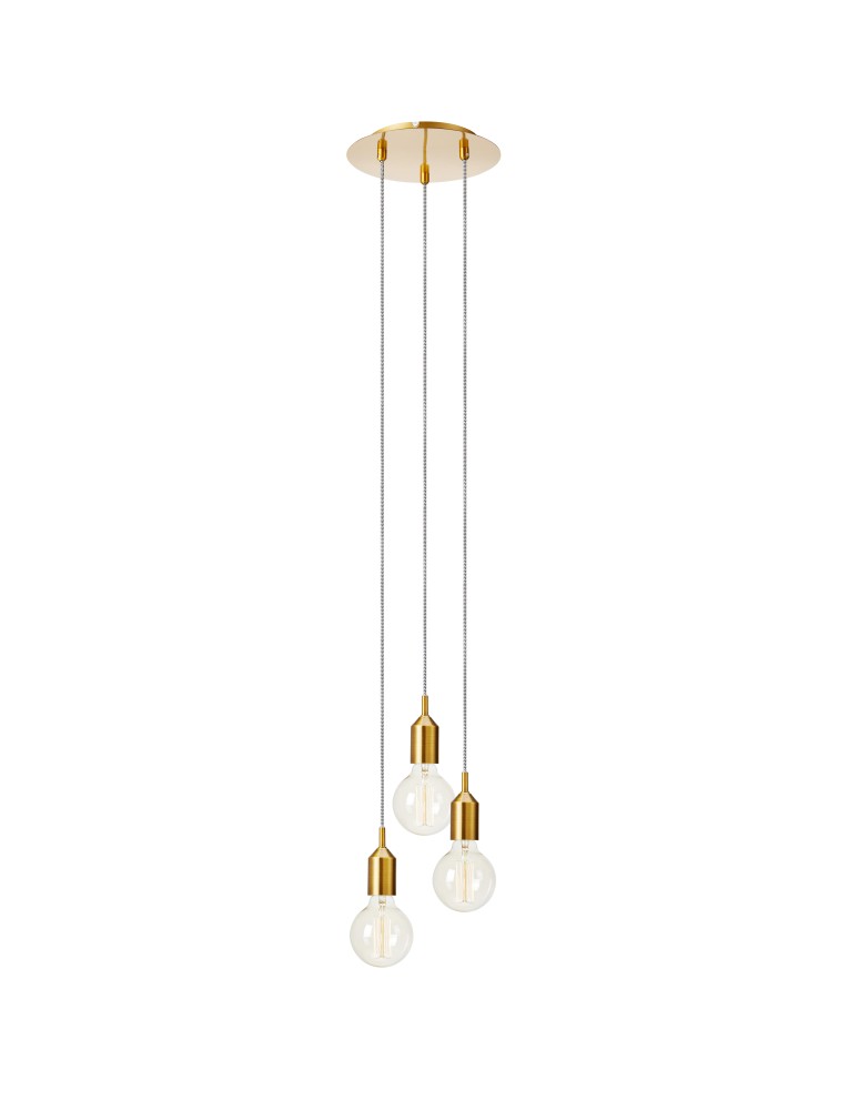 Triple pendant lamps - Markslojd BRONX Pendant 3L Round Brown 108099 - product kolory-swiatla.pl 1