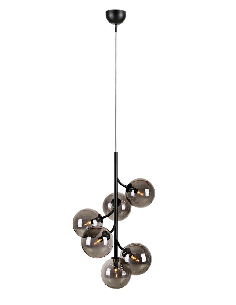 Pendant lamps spheres - Markslojd CALLISTO Pendant 6L Black/Smoky 108108 - product kolory-swiatla.pl 1