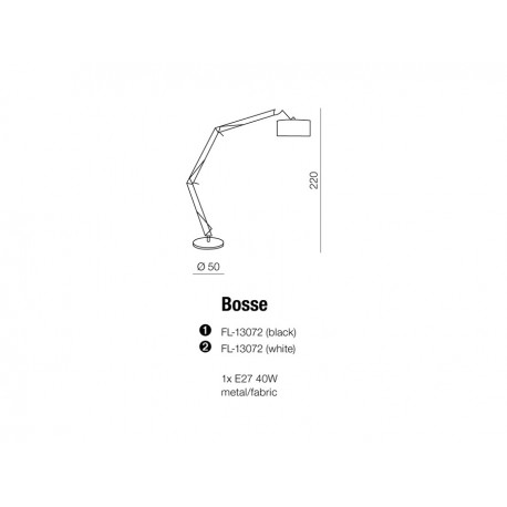 Azzardo BOSSE WHITE 1xE27 Podłogowa Biały AZ1040