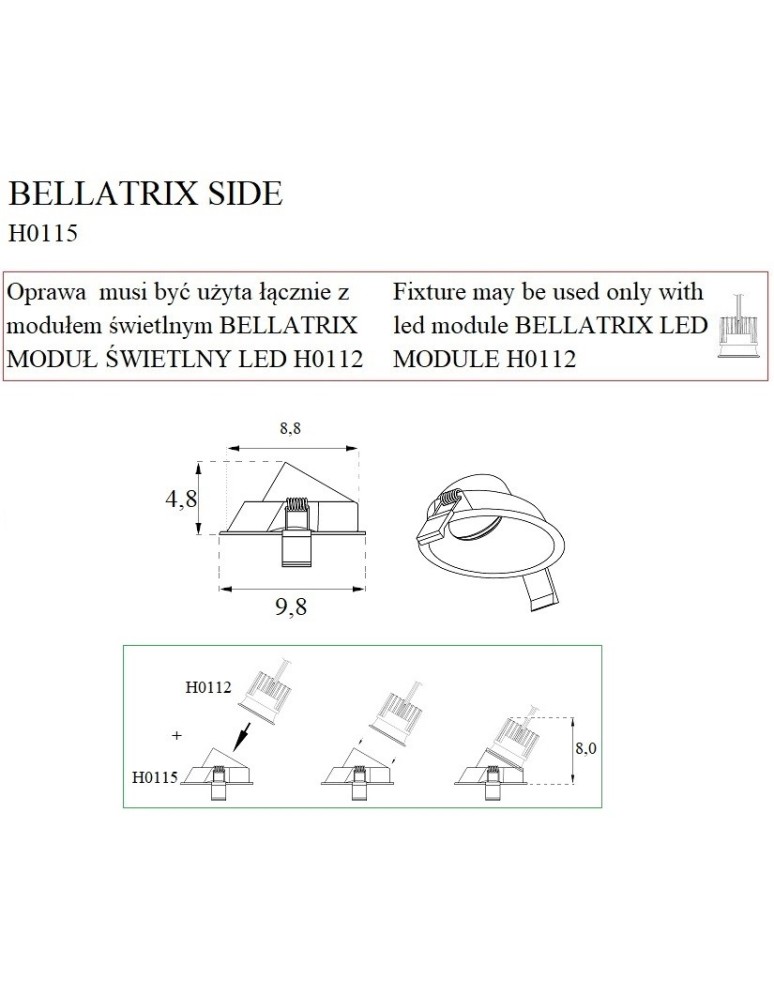 Flush-mounted lamps - pendants - Maxlight Bellatrix Side recessed luminaire White - Without LED light module H0112 H0115. - product kolory-swiatla.pl 4