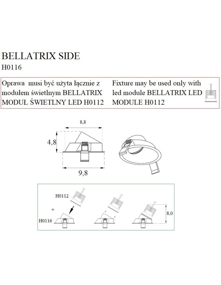 Flush-mounted lamps - pendants - Maxlight Bellatrix Side Recessed Luminaire Black - Without LED Light Module H0112 H0116. - product kolory-swiatla.pl 4