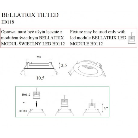 Maxlight Bellatrix Tilted Oprawa wpustowa Czarna Regulowana H0118 - Bez Modułu LED (zamawiany osobno)