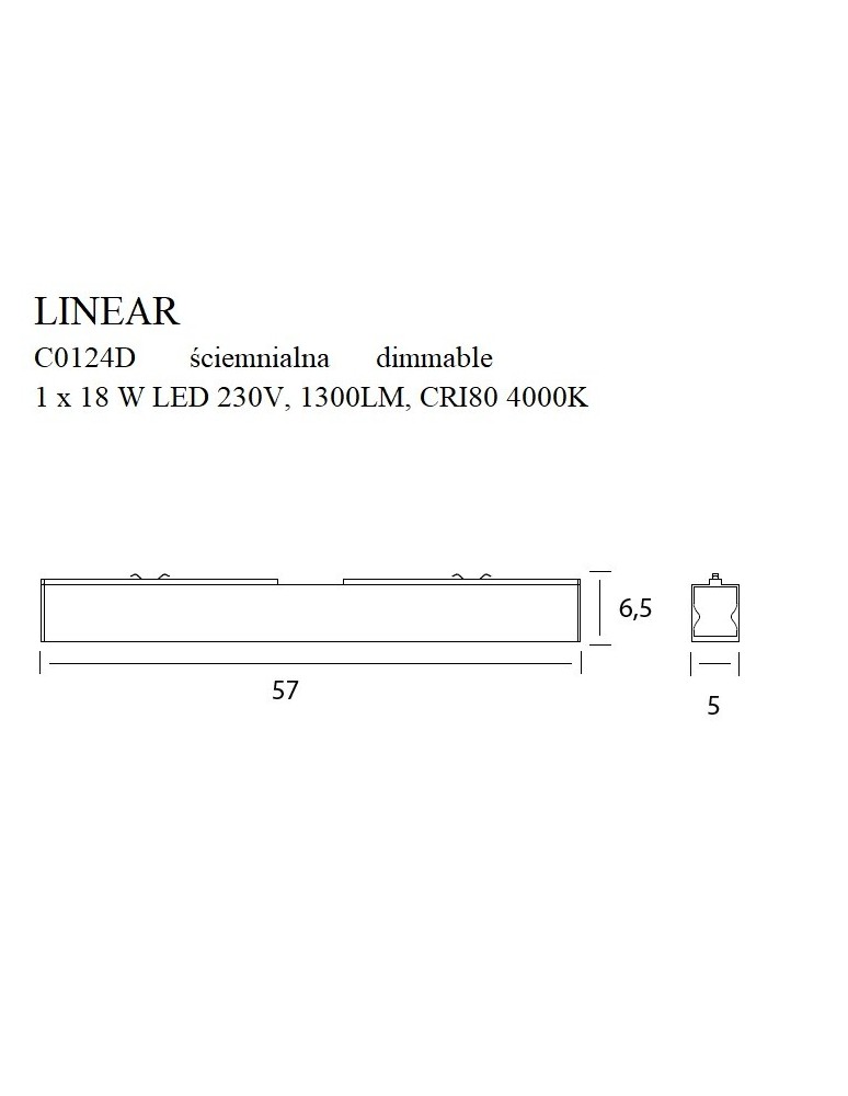 Modern ceiling lamps - Maxlight Linear White 18W 4000K Dimmable Ceiling Lamp C0124D. - product kolory-swiatla.pl 6