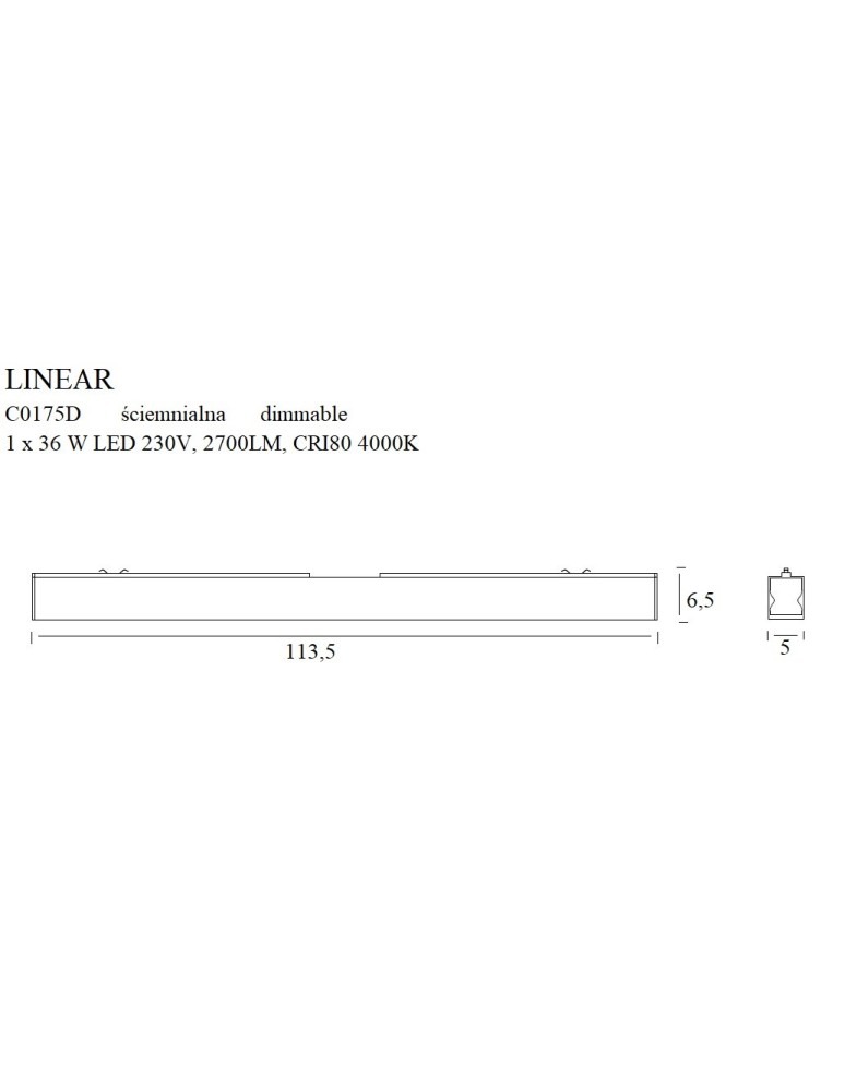 Modern ceiling lamps - Maxlight Linear Black 36W 3000K Dimmable Ceiling Lamp C0175D. - product kolory-swiatla.pl 4