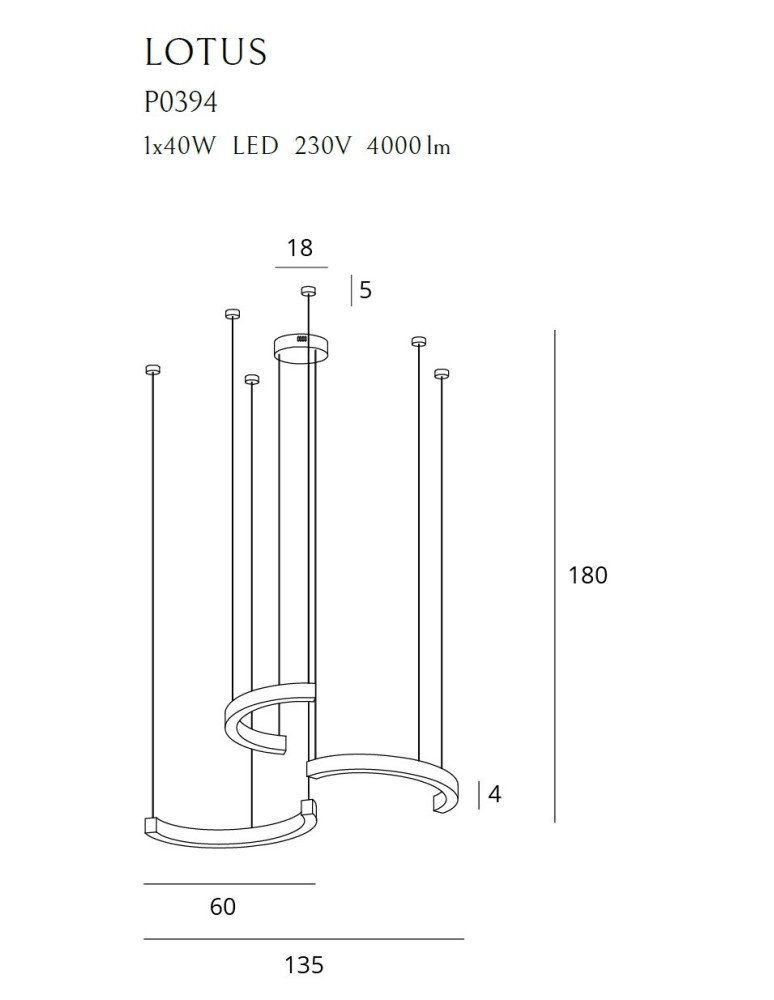 LED pendant lamps - Maxlight Lotus 40W Gold Dimmable P0394D Pendant Lamp. - product kolory-swiatla.pl 4