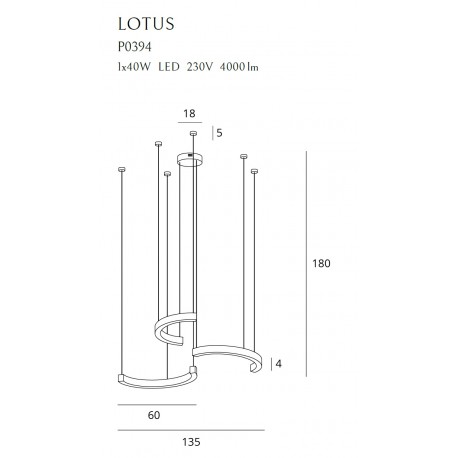MAXlight Lotus Wisząca 40W LED 4000lm 3000K Złota Ściemnialna P0394D