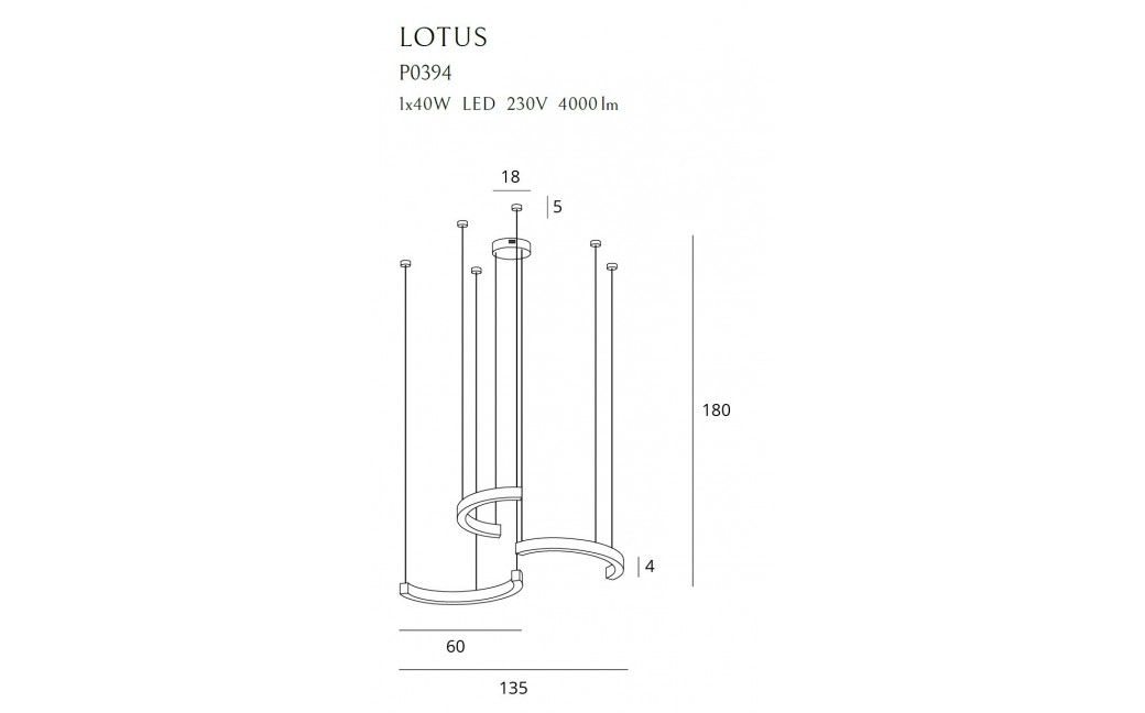 MAXlight Lotus Wisząca 40W LED 4000lm 3000K Złota Ściemnialna P0394D