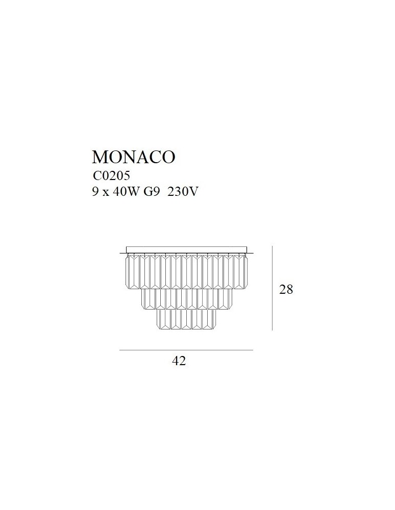 Ceiling lamps with crystals - Maxlight Plafond Monaco Gold Ø 42 cm C0205 - product kolory-swiatla.pl 2