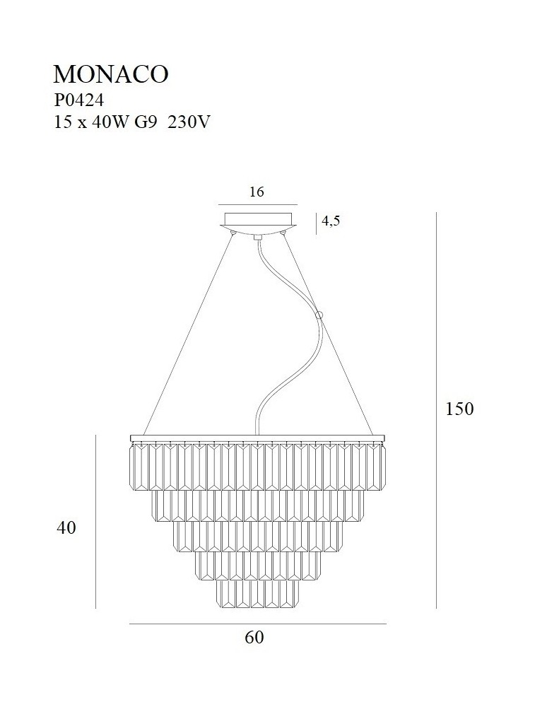 Pendant lamps - Maxlight Monaco Pendant Lamp Gold Ø 60 cm P0424 - product kolory-swiatla.pl 2